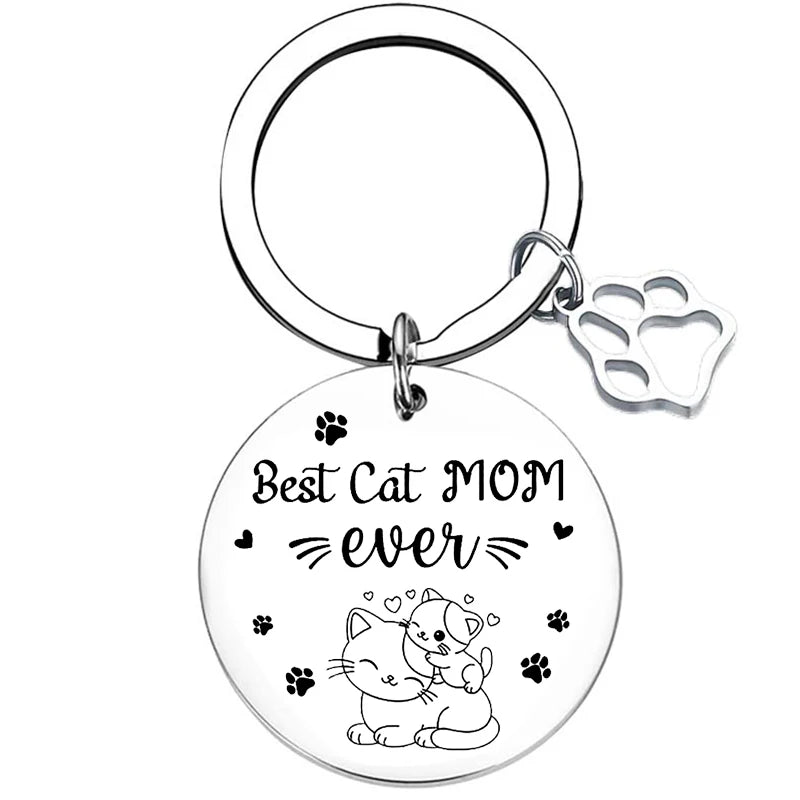 Cute Cat Mom Keychain Cats Mama Cats Mommy Key Chain Pendant Jewelry Cat Lover Gift Cat Grandma Gift