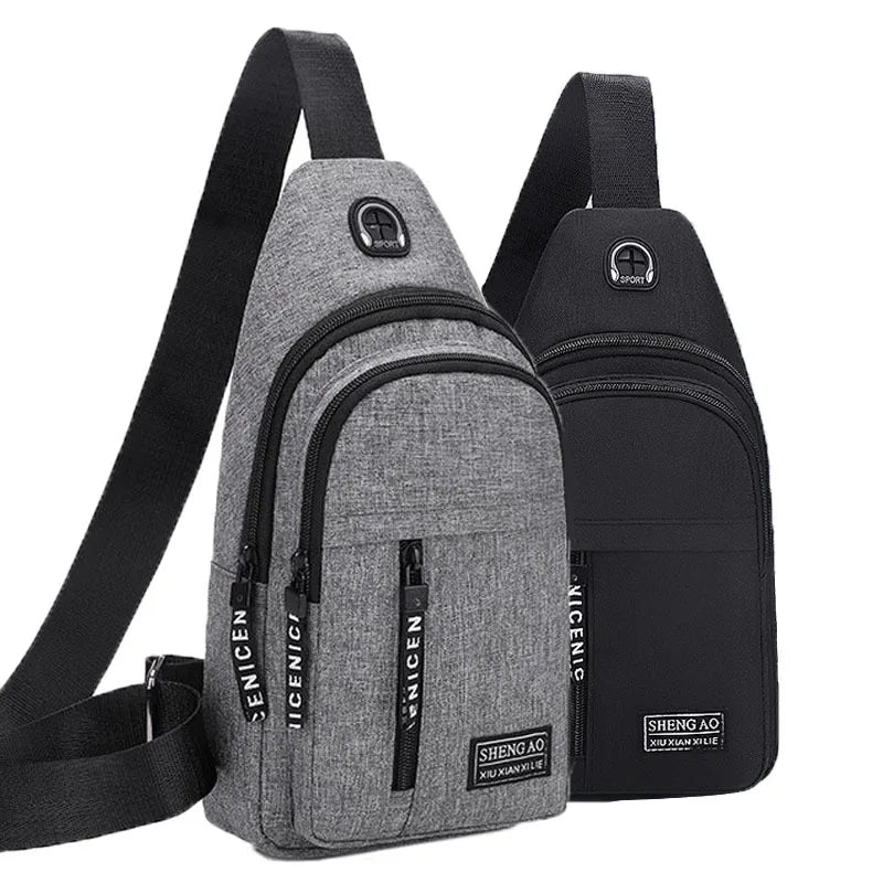 Water-Proof Messenger Crossbody Shoulder Bag with Built-In USB Cable on Some Options