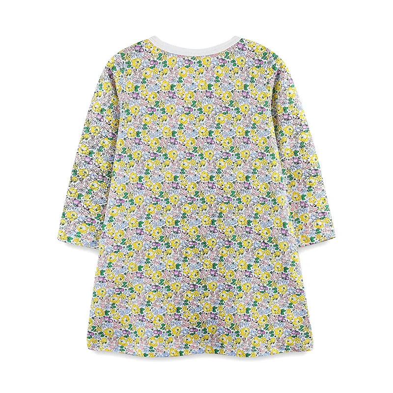 Girls Easter Floral Long-Sleeve Cotton Dress