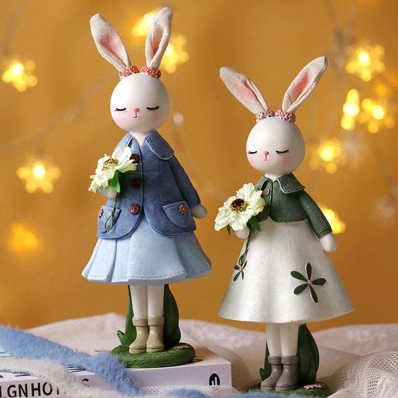 Easter Cartoon Cute Rabbit Home Table Resin Ornaments Forest Style Kids Happy 1st 2nd Birthday Party Decorations Gift for Girls