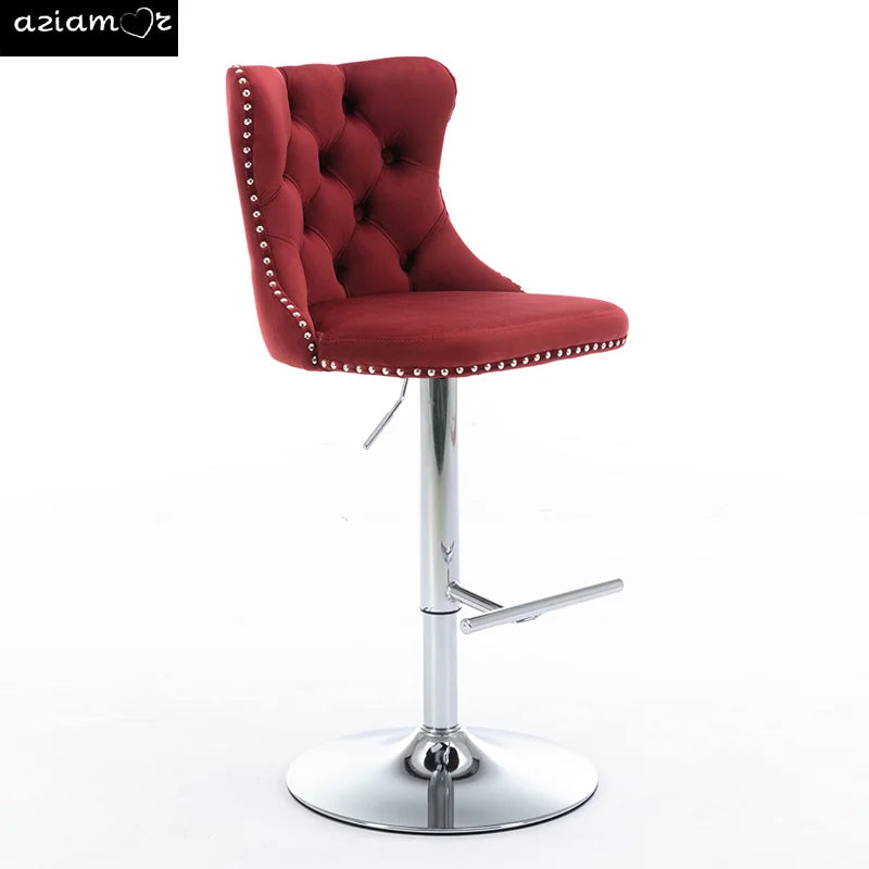 Swivel Velvet Barstool - Seat Height from 25-33 Inches
