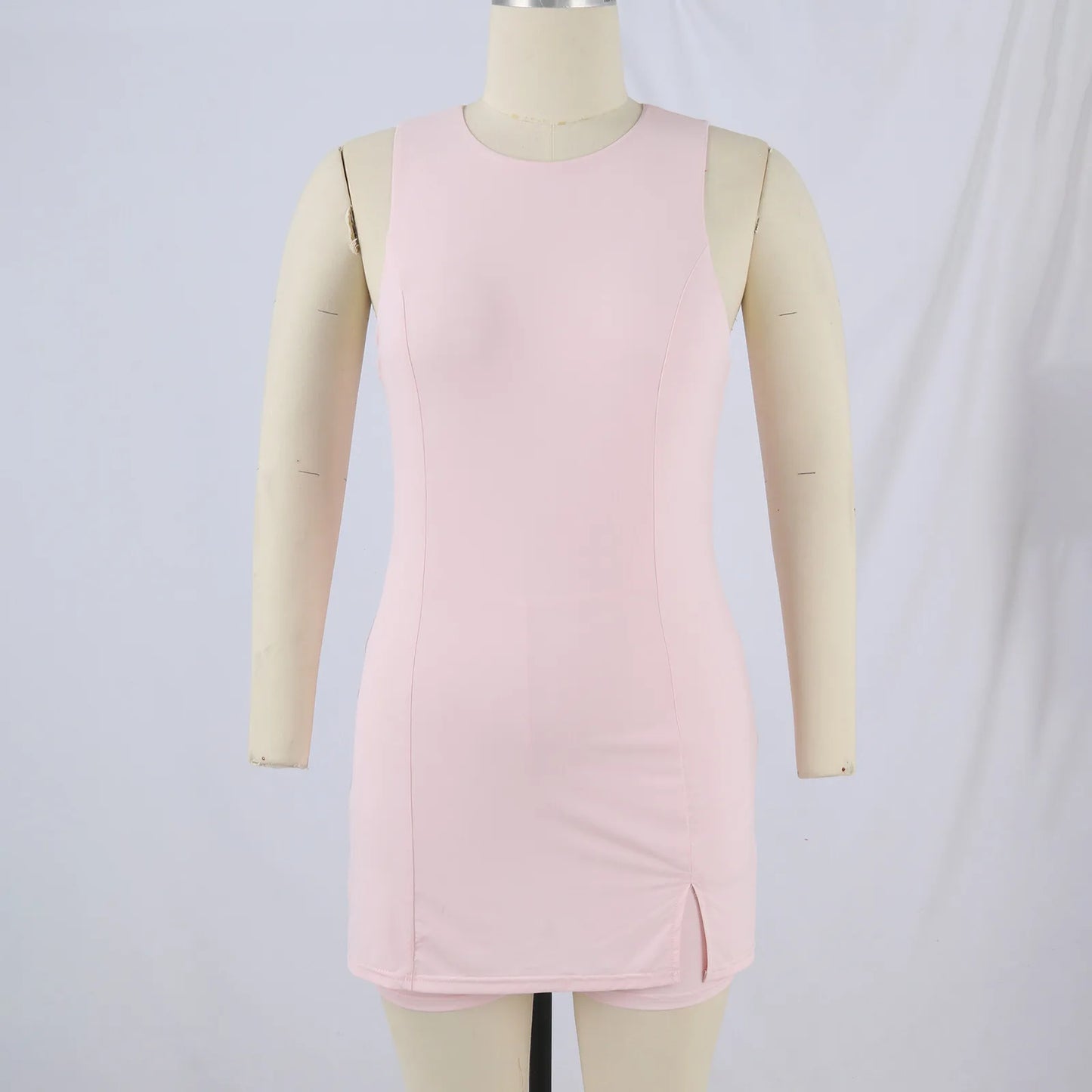 Minimalist Tennis Dress Summer Thin Workout Athletic Sleeveless Fitted Slit Active Dress Built In Shorts Soft and Comfy Clothes