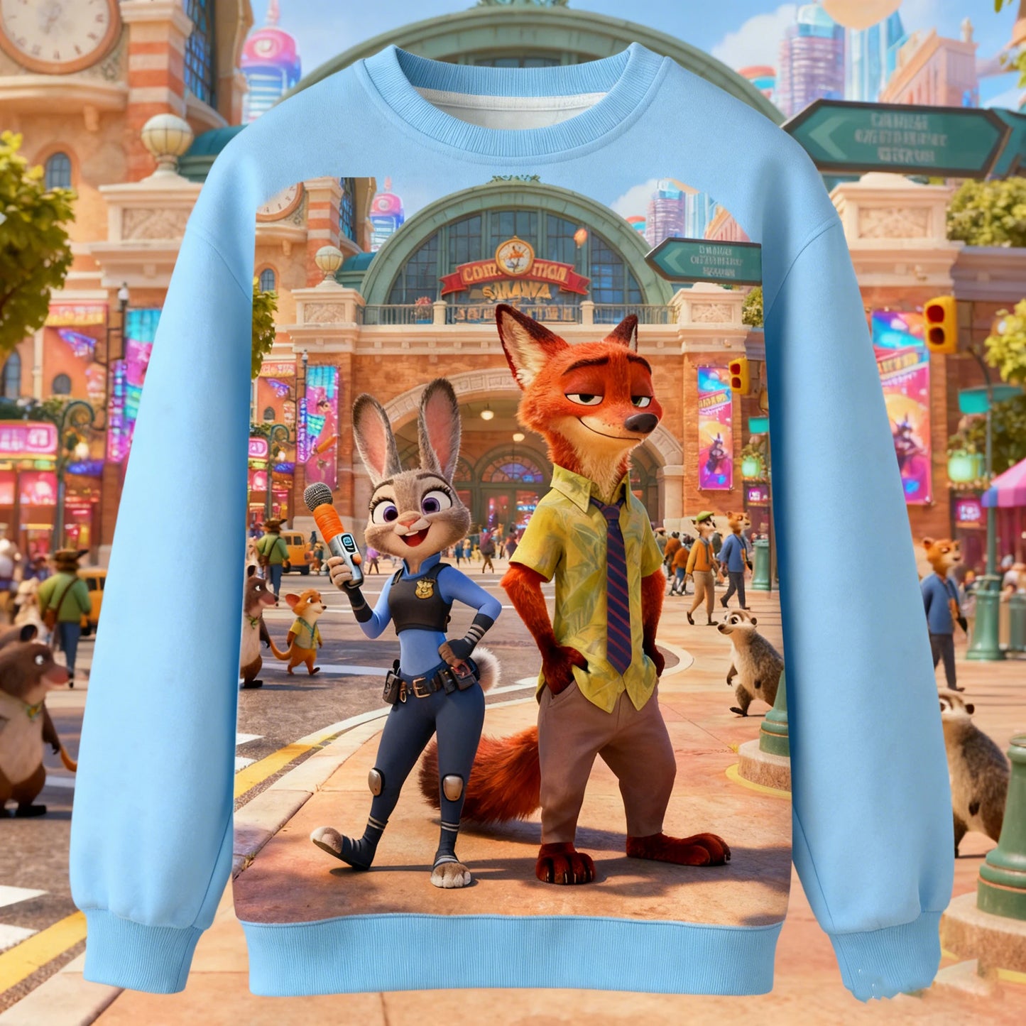 Kids Cartoon Sweatshirt Long Sleeve Round Neck Top Zootopia 2 Judy Hopps Nick Wilde Comfortable For Daily Wear Layering