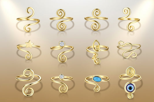 3Pcs Adjustable Toe Rings Summer Beach Foot Jewelry in silver or gold