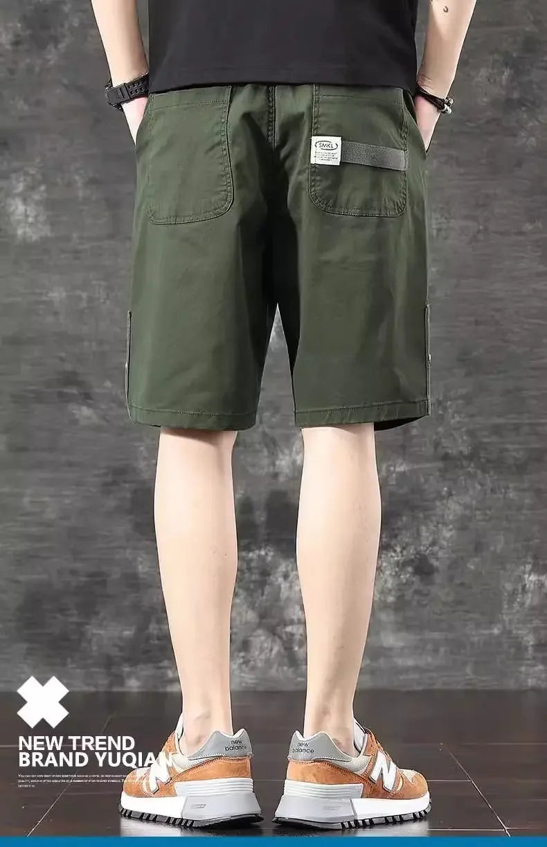 Trendy and Versatile Sports American Retro Work Clothes Men Thin Loose Straight Slimming Five-point Pants