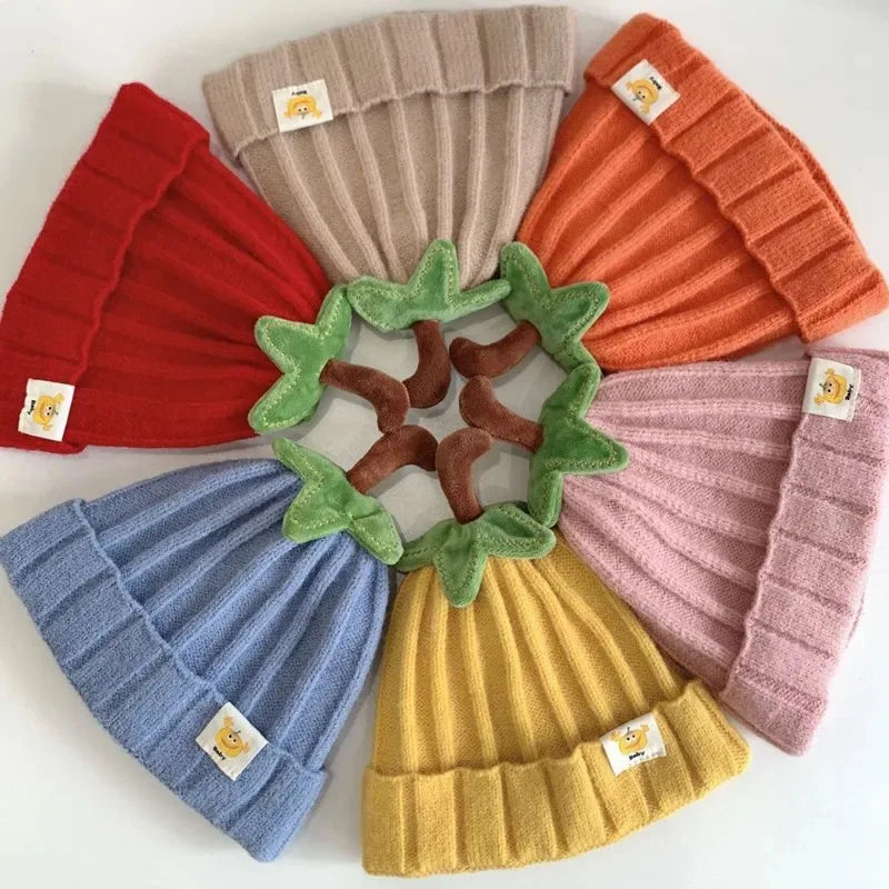 Winter Baby Hat Knitted Warm Soft  Boys Girls Beanies Toddler Korean Ins Cute Solid Autumn Outdoor Kids Unisex Cap