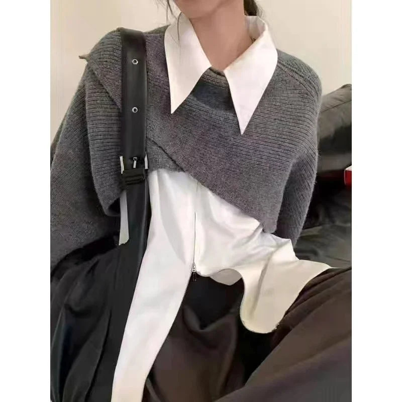 Bat-sleeved Sweater for Women in 2025 New Autumn Design, Lazy Style, Long Sleeves, Irregular Outer Shawl