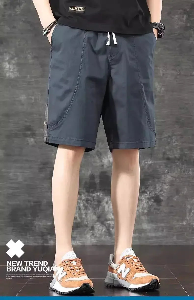 Trendy and Versatile Sports American Retro Work Clothes Men Thin Loose Straight Slimming Five-point Pants