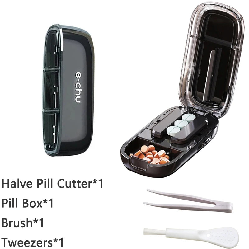 Portable 2 In 1 Mini Pill Cutter with Storage Box