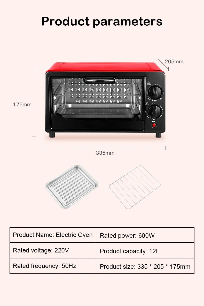 Multifunctional 12L Electric Toaster Oven