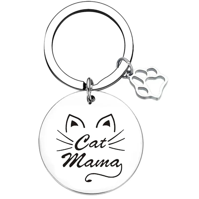 Cute Cat Mom Keychain Cats Mama Cats Mommy Key Chain Pendant Jewelry Cat Lover Gift Cat Grandma Gift