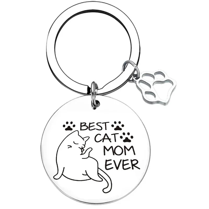 Cute Cat Mom Keychain Cats Mama Cats Mommy Key Chain Pendant Jewelry Cat Lover Gift Cat Grandma Gift