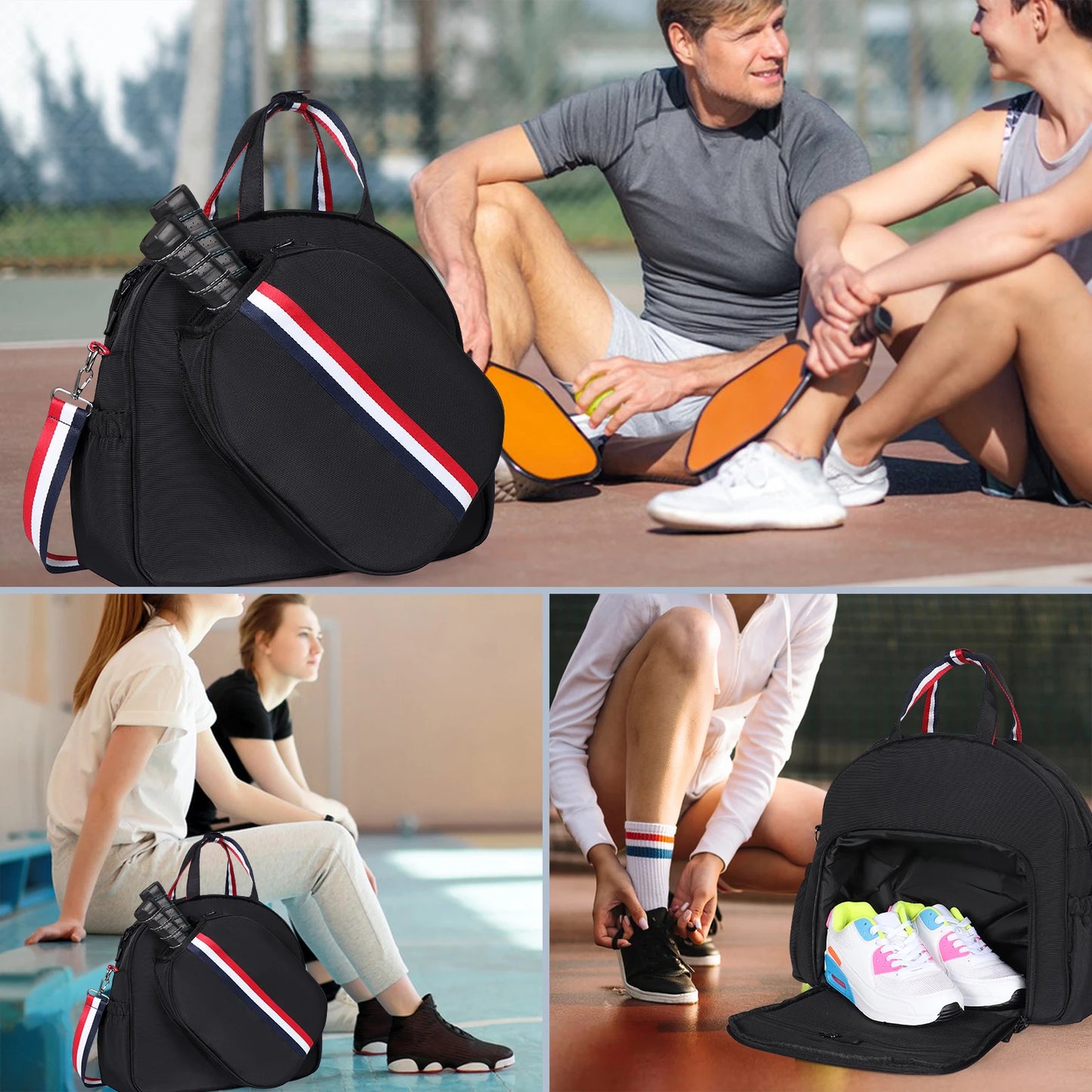 Adjustable Pickleball Paddle Backpack Bag Multi Sport Large Capacity Storage Tennis Racquetball Equipment For Men Women