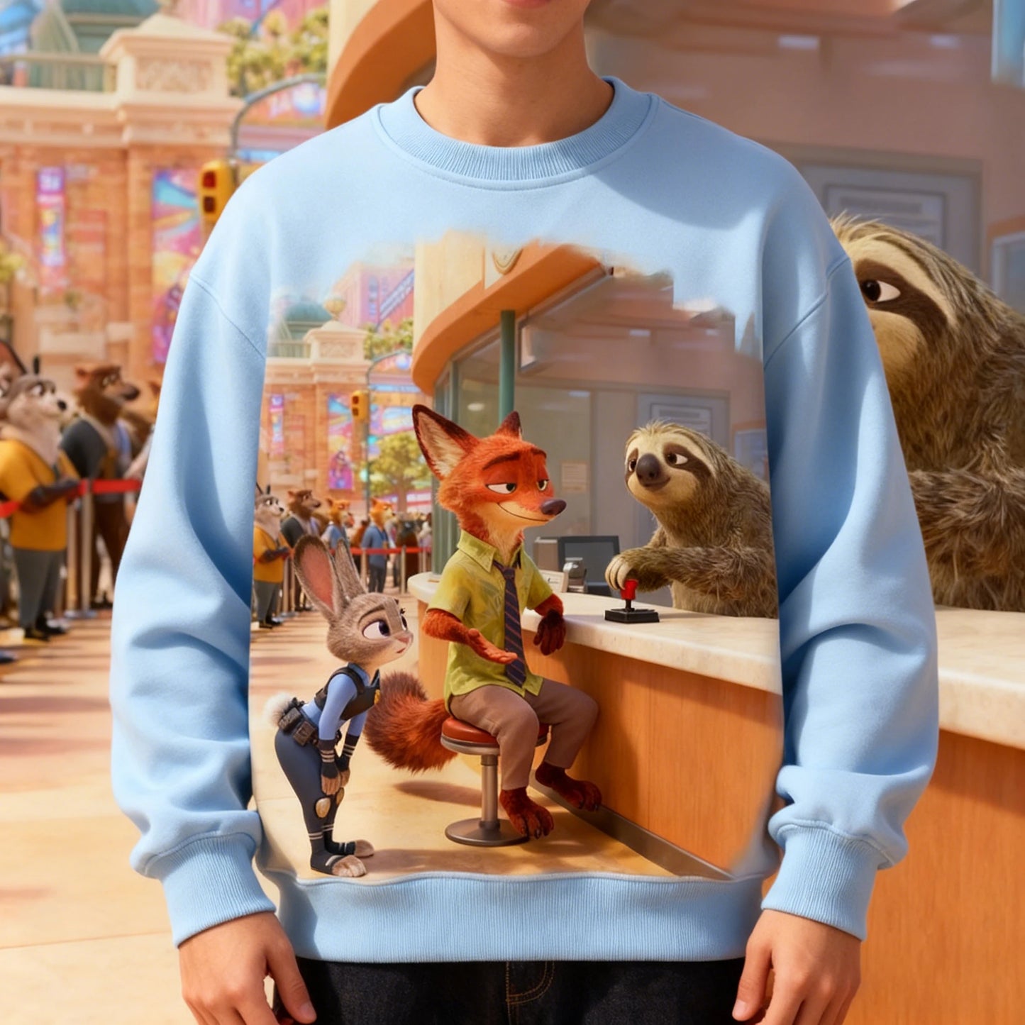 Kids Cartoon Sweatshirt Long Sleeve Round Neck Top Zootopia 2 Judy Hopps Nick Wilde Comfortable For Daily Wear Layering