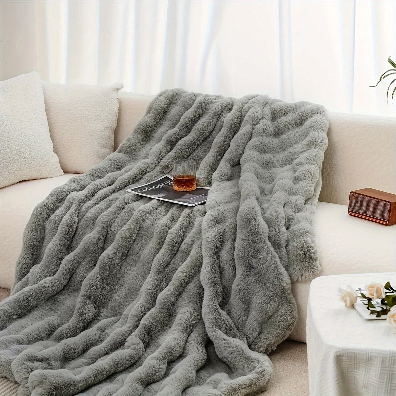 Faux Rabbit Cozy Fleece Blanket