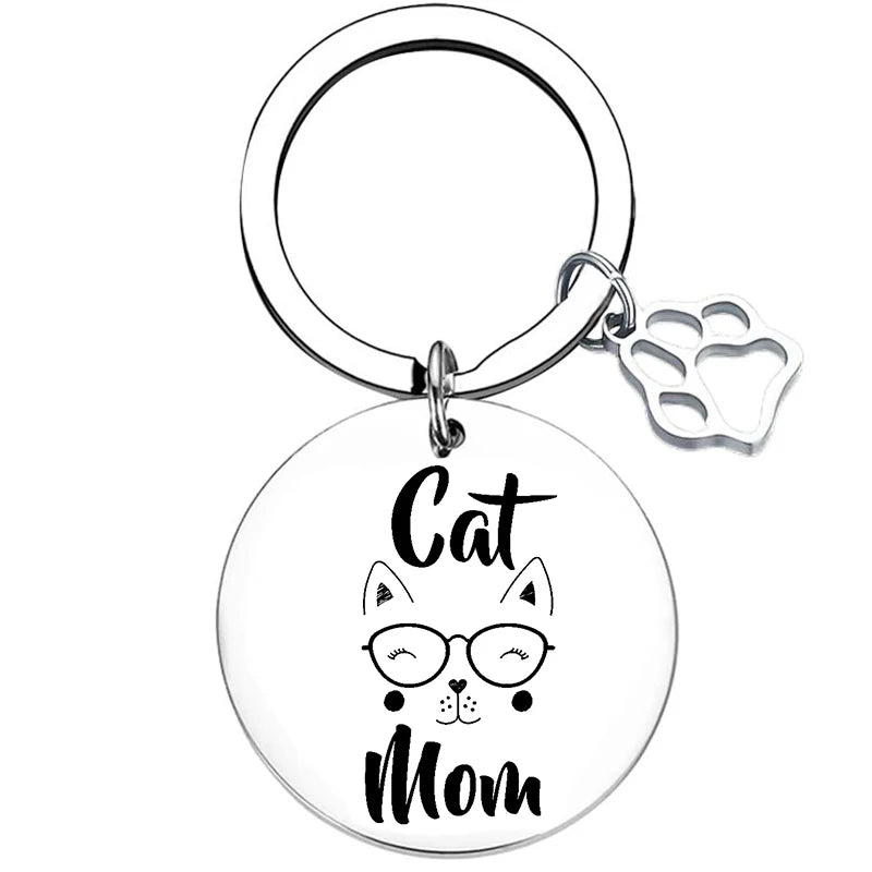 Cute Cat Mom Keychain Cats Mama Cats Mommy Key Chain Pendant Jewelry Cat Lover Gift Cat Grandma Gift