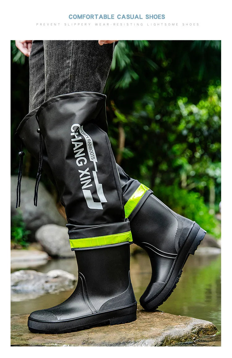 Men's Rain Boots High-Top Rain Boot For Outer Wear Long-Tube Waterproof And Non-Slip Couple Outdoor Fishing Boot zapatillas male