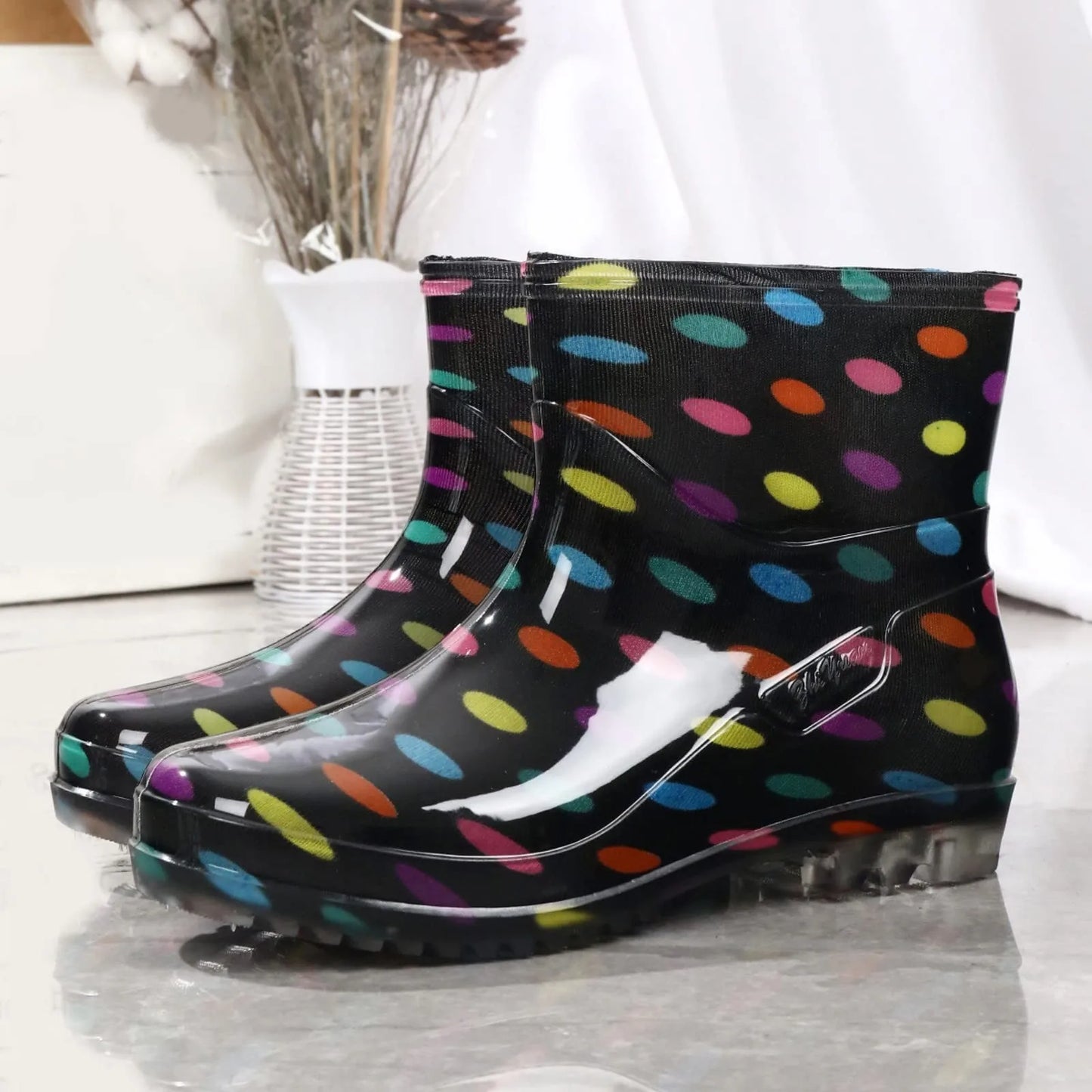 Fashionable Print Rain Boots Adult Women's Waterproof Boots Anti-slip Wear-resistant Shoes Mid-high Boot  Rain Shoes