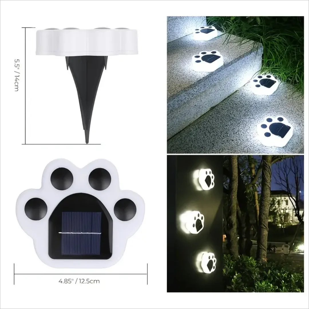 4pcs Solar Paw Print Lights