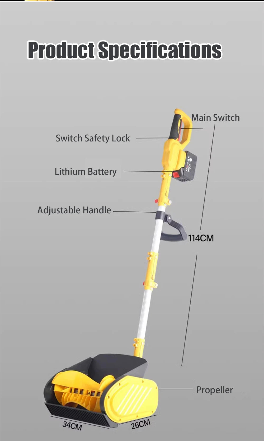1200W Electric Battery-Powered Cordless Snow Blower