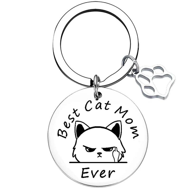 Cute Cat Mom Keychain Cats Mama Cats Mommy Key Chain Pendant Jewelry Cat Lover Gift Cat Grandma Gift