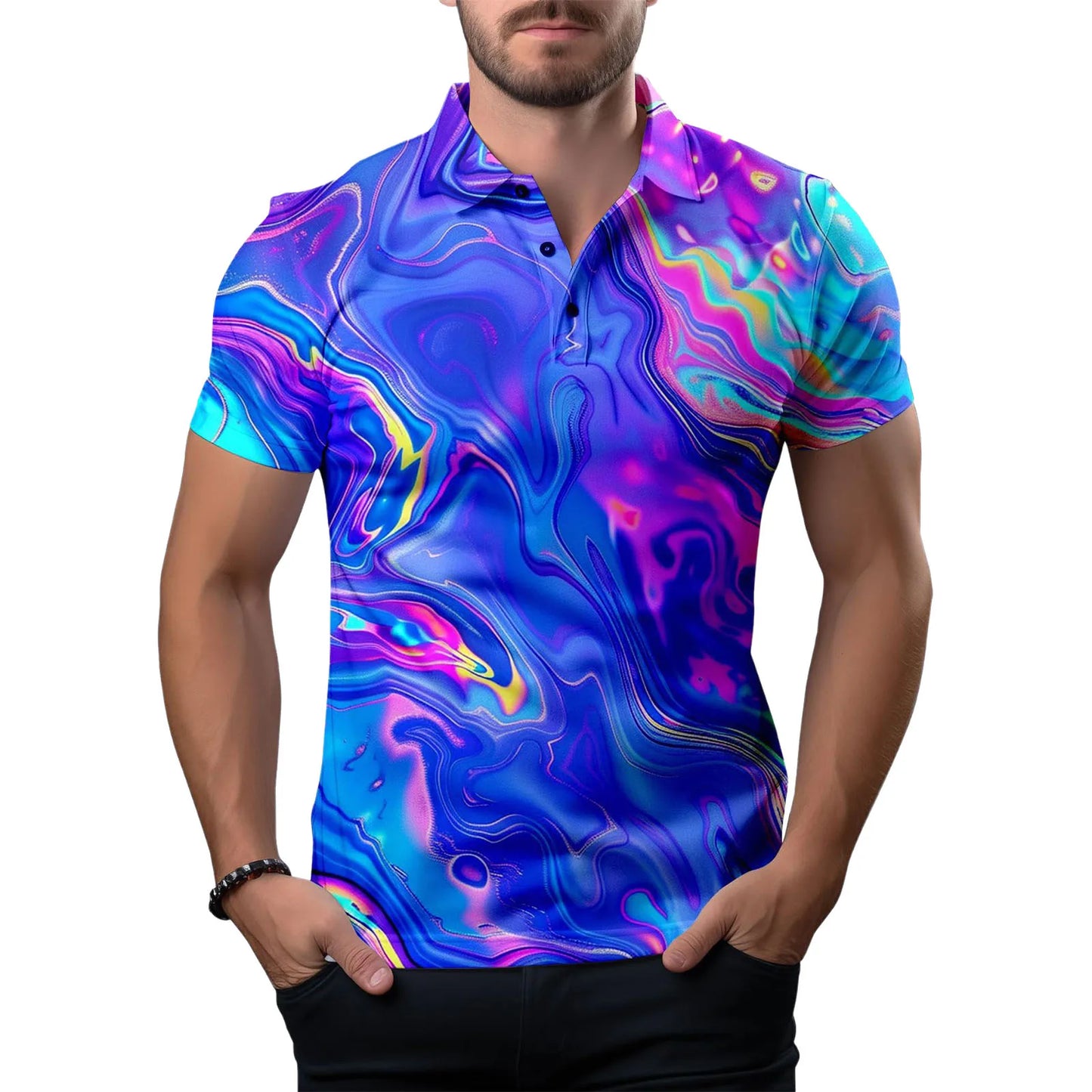 Men's Golf Tennis T-Shirt Moisture-Wicking Short Sleeve Printed Casual Sports Shirt S-6XL
