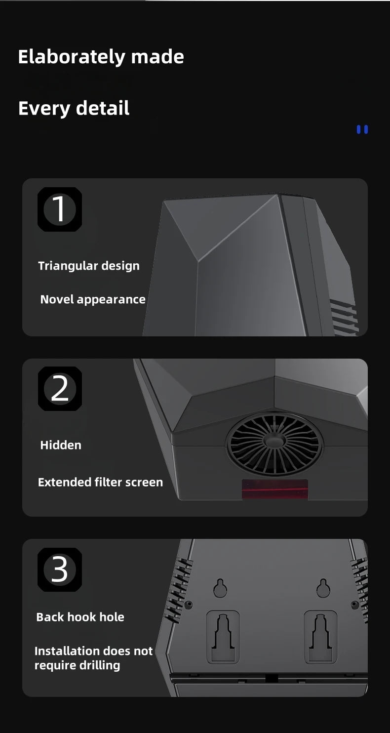 1600W Powerful Hand Dryer, Wall-Mounted Quiet Bathroom Dryer