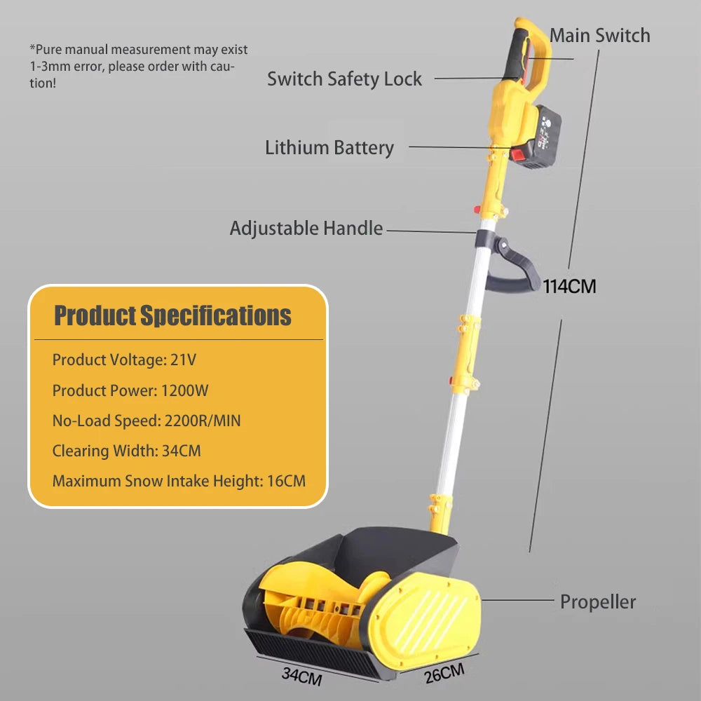 1200W Electric Battery-Powered Cordless Snow Blower