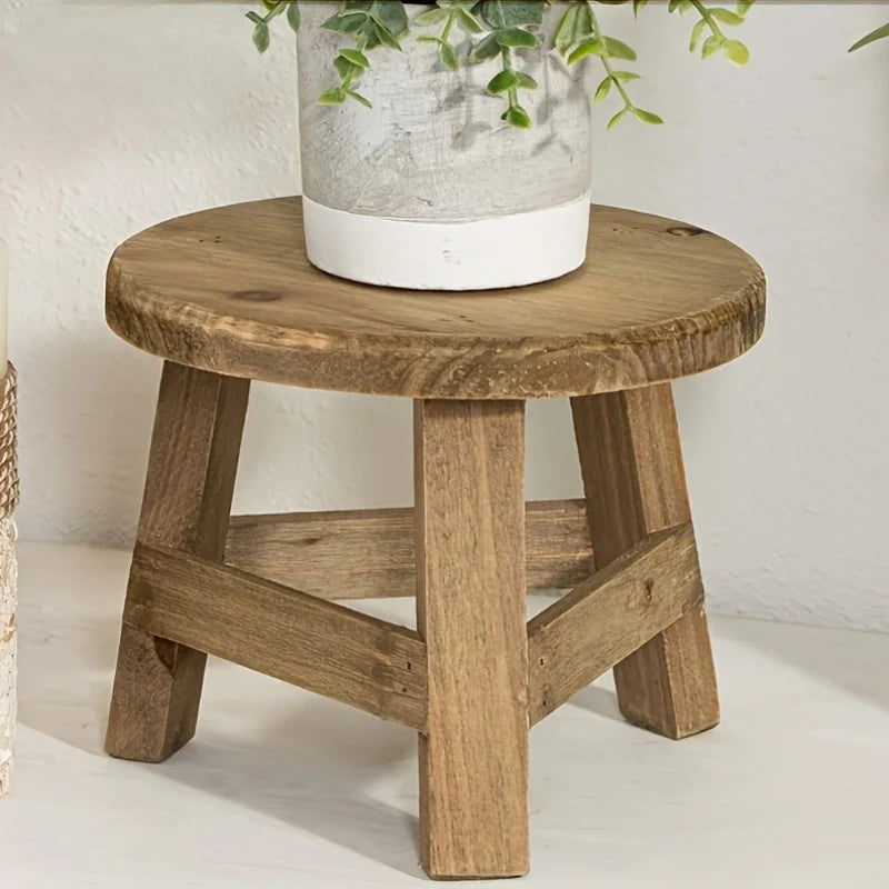 Wooden Mini Stool Display Stand, Modern Wooden Succulent Plant Stand, Suitable for Balconies, Perfect for Mother's Day Gifts