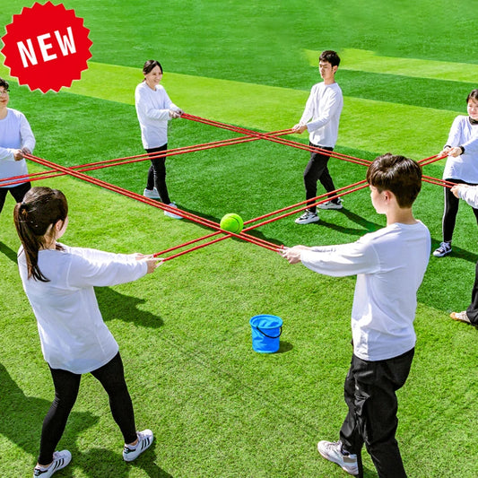 Teamwork Rope Track Game– Collaborative Ball Catch & Dribble Challenge