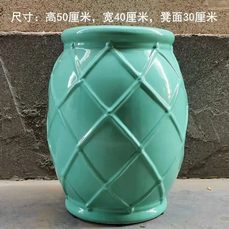 Hand Drawn Blue and White Porcelain Shoe Changing Stool Ceramic Drum Bathroom Neoclassical Imitation Sitting Stool Low Round