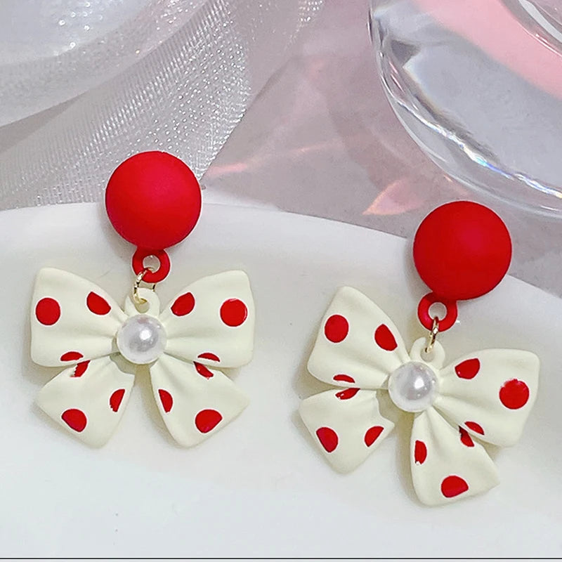 Pearl Bowknot Drop Earrings