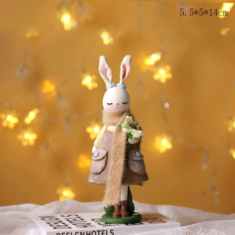 Easter Cartoon Cute Rabbit Home Table Resin Ornaments Forest Style Kids Happy 1st 2nd Birthday Party Decorations Gift for Girls