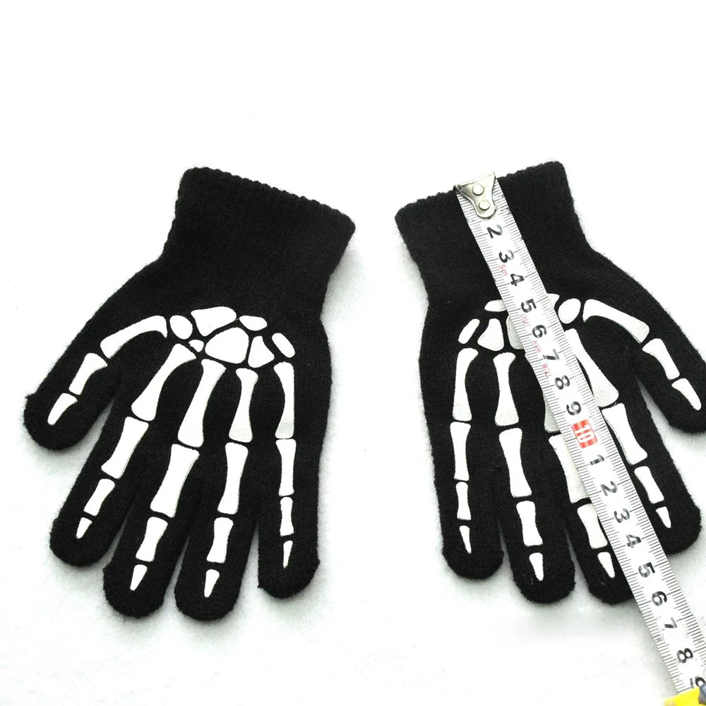 Luminous Gloves Childs Halloween Supplies For Winter Hand Warmer Bone Skull Grimace Mitten Non Slip Horror Hand Keep Warm Gloves