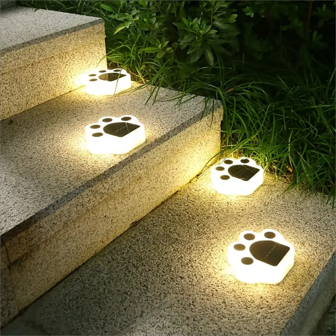 4pcs Solar Paw Print Lights