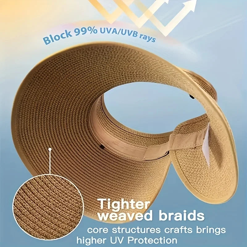 Women Foldable Summer Visor Hat - Stylish and UV-Resistant
