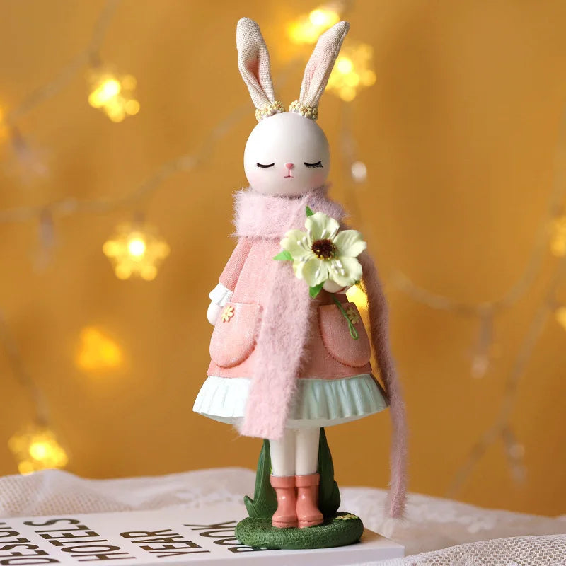 Easter Cartoon Cute Rabbit Home Table Resin Ornaments Forest Style Kids Happy 1st 2nd Birthday Party Decorations Gift for Girls