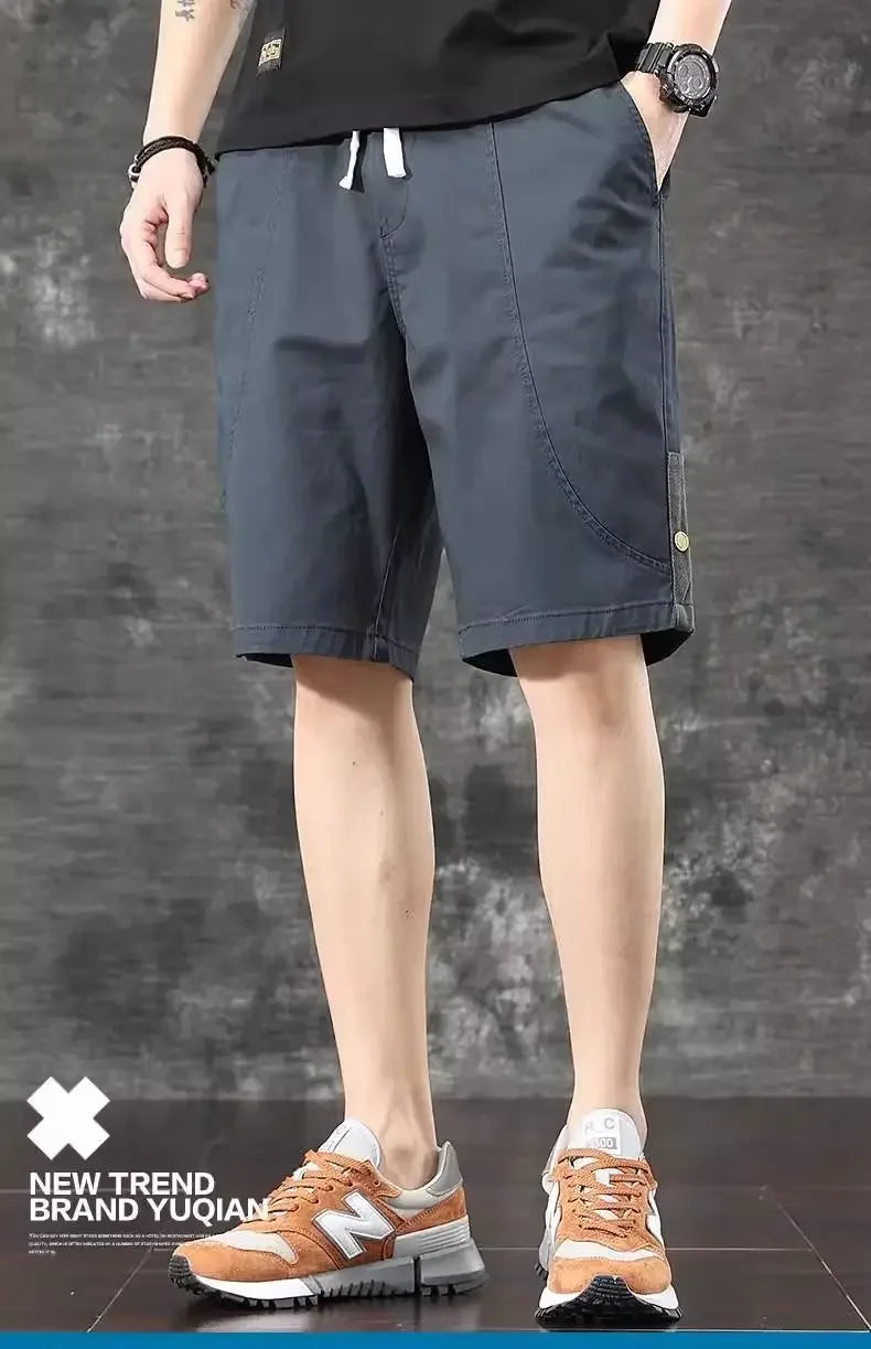 Trendy and Versatile Sports American Retro Work Clothes Men Thin Loose Straight Slimming Five-point Pants