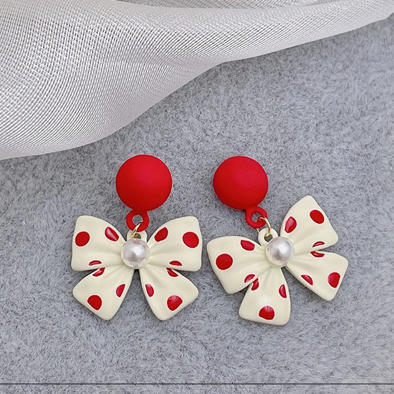 Pearl Bowknot Drop Earrings