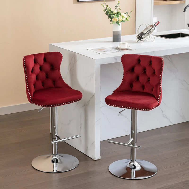 Swivel Velvet Barstool - Seat Height from 25-33 Inches