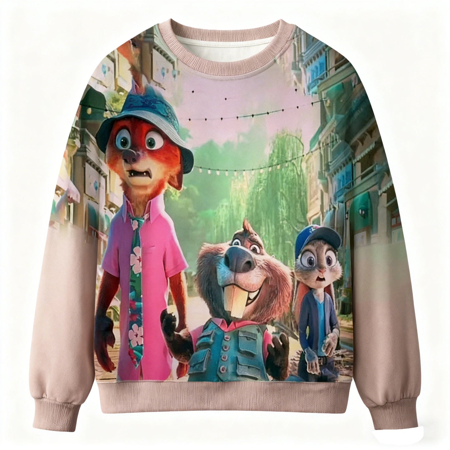 Kids Cartoon Sweatshirt Long Sleeve Round Neck Top Zootopia 2 Judy Hopps Nick Wilde Comfortable For Daily Wear Layering