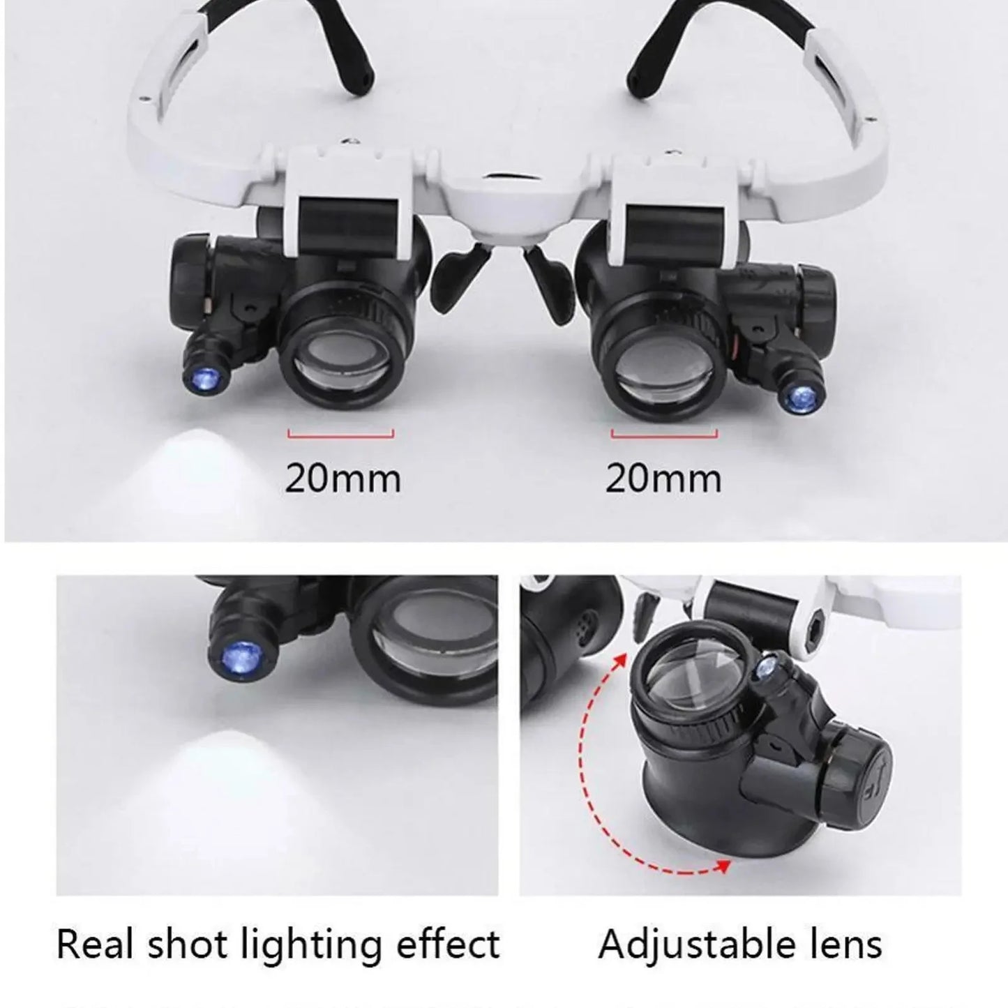 Head-Mounted Adjustable Magnifying Headband