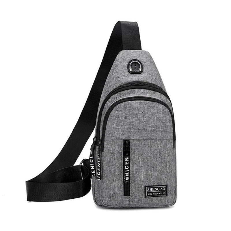 Water-Proof Messenger Crossbody Shoulder Bag with Built-In USB Cable on Some Options