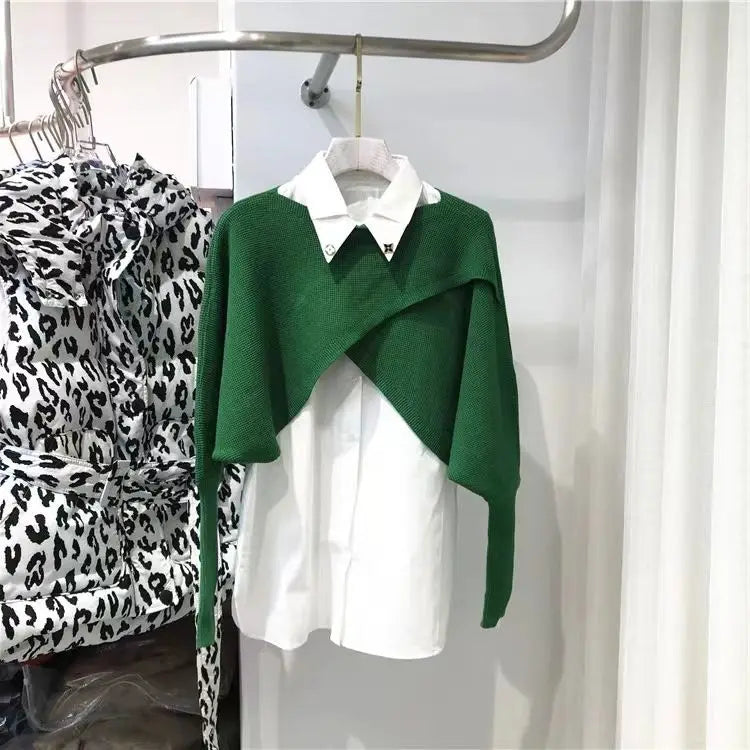 Bat-sleeved Sweater for Women in 2025 New Autumn Design, Lazy Style, Long Sleeves, Irregular Outer Shawl