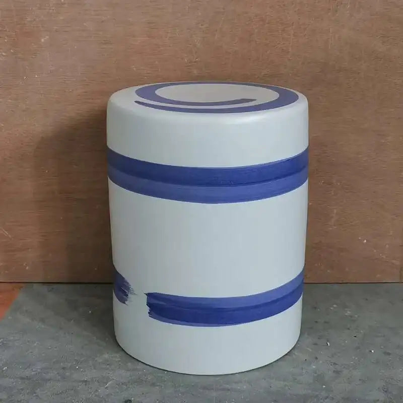 Hand Drawn Blue and White Porcelain Shoe Changing Stool Ceramic Drum Bathroom Neoclassical Imitation Sitting Stool Low Round
