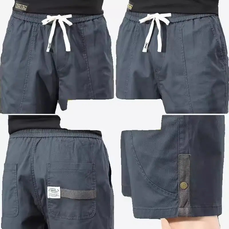 Trendy and Versatile Sports American Retro Work Clothes Men Thin Loose Straight Slimming Five-point Pants