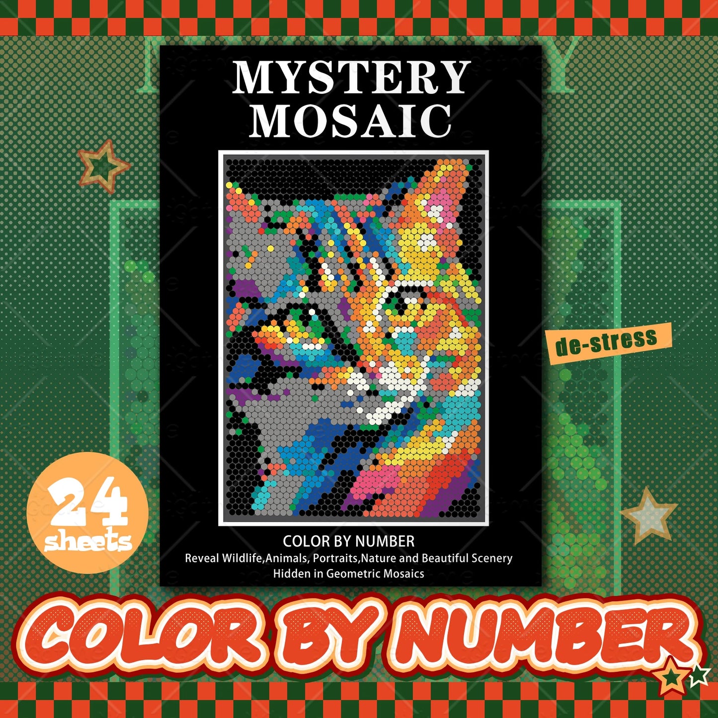  Funny Mystery Mosaics Pixel Art Coloring Book Cats Relaxation Hand Drawn Book Colorful Graffiti Painting Book Cat Lovers