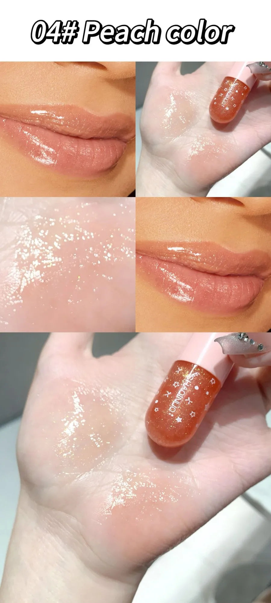 Shimmery Glitter Moisturizing Lip Gloss Set 6 Colors Highly Pigmented Fine Shine Long Wear Cute Lipgloss Set