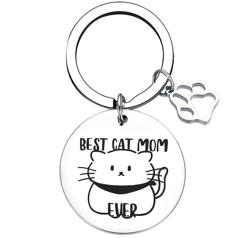 Cute Cat Mom Keychain Cats Mama Cats Mommy Key Chain Pendant Jewelry Cat Lover Gift Cat Grandma Gift