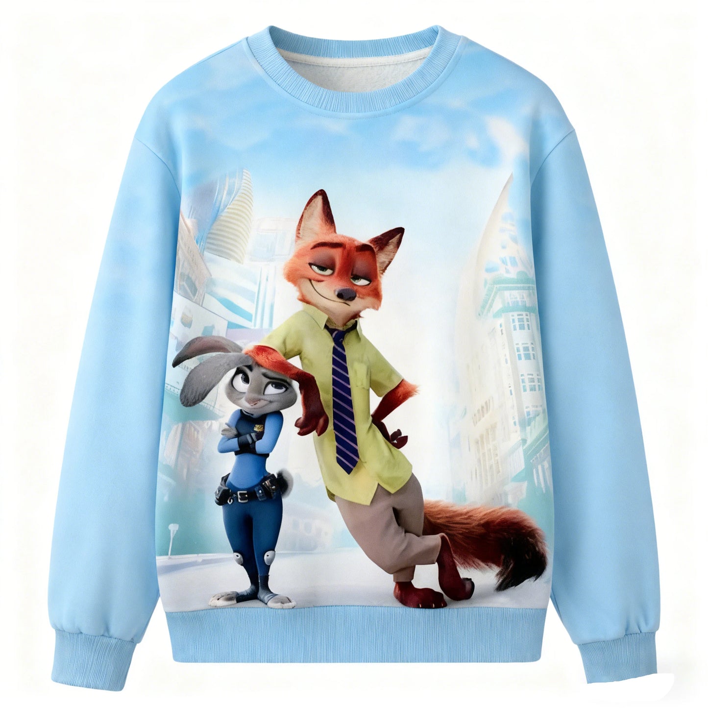 Kids Cartoon Sweatshirt Long Sleeve Round Neck Top Zootopia 2 Judy Hopps Nick Wilde Comfortable For Daily Wear Layering
